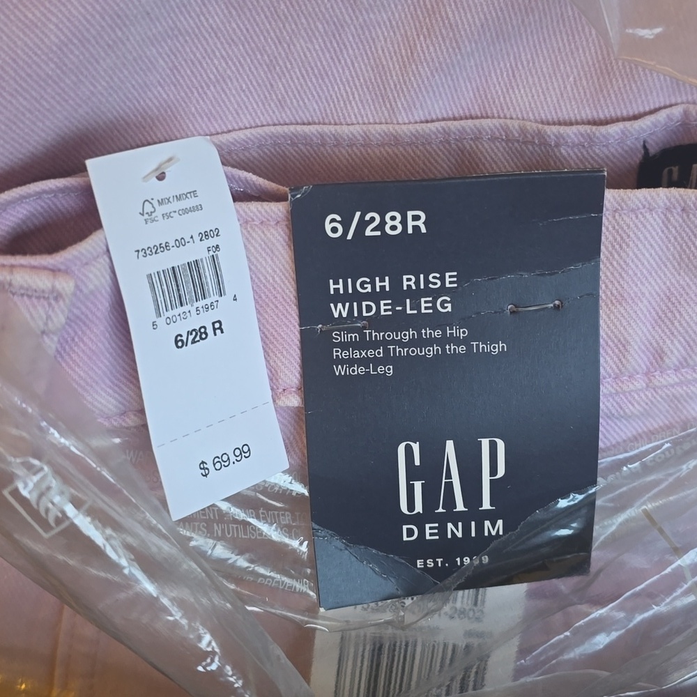 NWT! GAP Factory, High Rise Wide-Leg Jeans, Purple Orchid, 6/28R, MSRP $69.99 - Picture 5 of 5